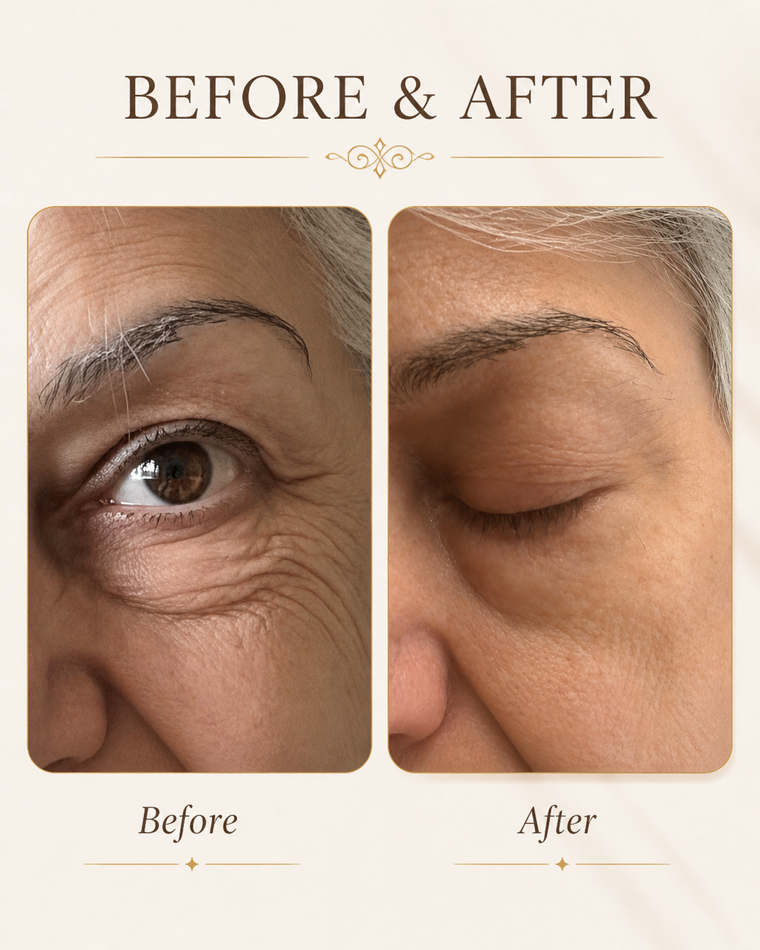ZIBA Eye Crème — before and after results on crow’s-feet.