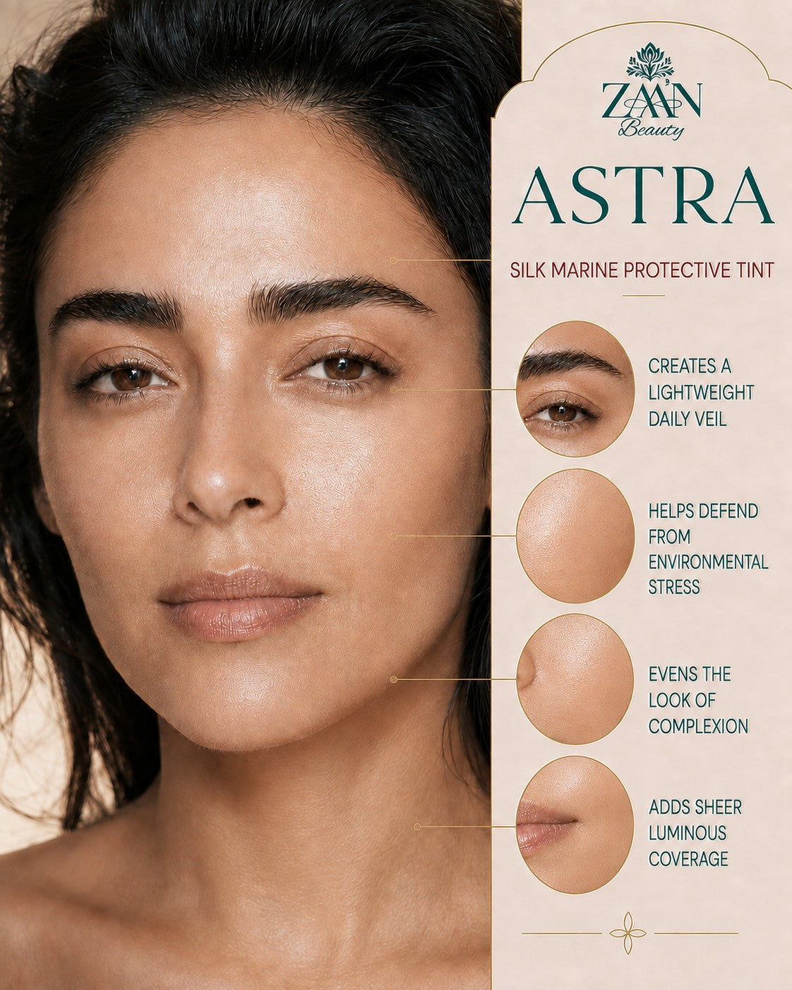 ASTRA Silk Marine Protective Tint benefits — lightweight daily veil, defends from environmental stress, evens complexion, sheer luminous coverage