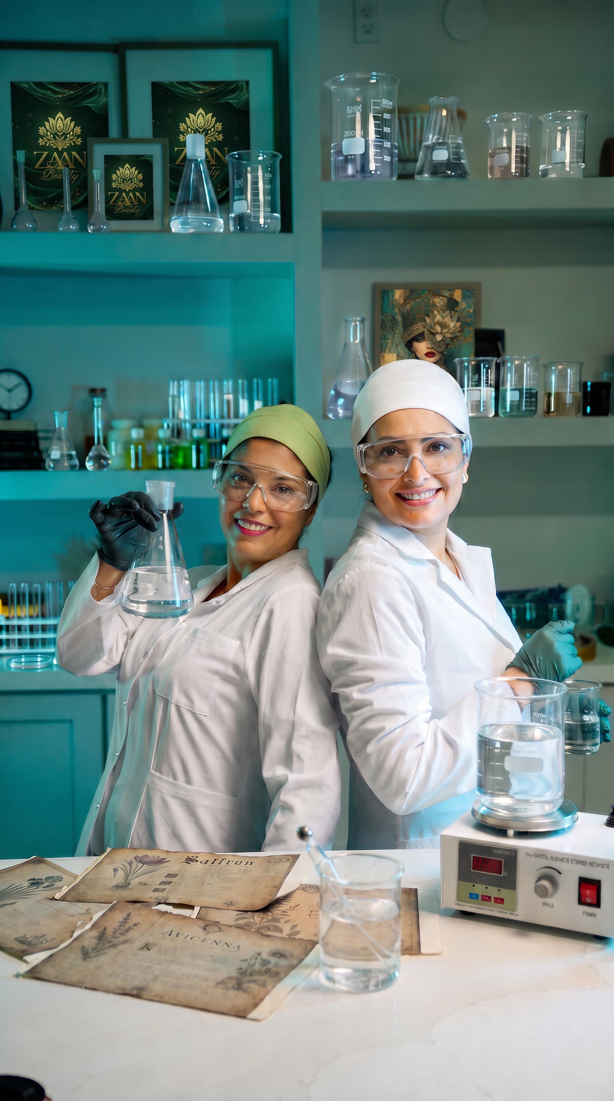 Serineh and Mina formulating in the ZAA'N lab